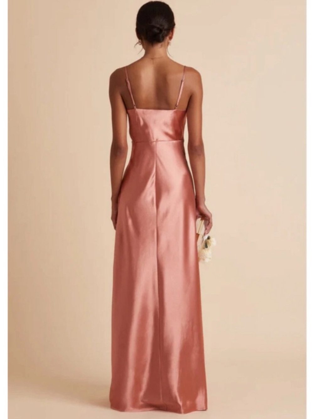Birdy Grey Lisa Long Dress Sz XS Terracotta Shiny Satin Maxi Bridesmaid - Picture 2 of 5
